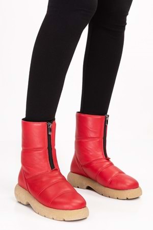Gondol Hakiki Deri Günlük Şık Kaymaz Taban Bot tre.5070 - kırmızı - 40