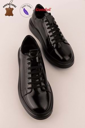 Gondol Içi Dışı Hakiki Deri Günlük Rahat Ayakkabı mals.352 - siyah rugan - 39