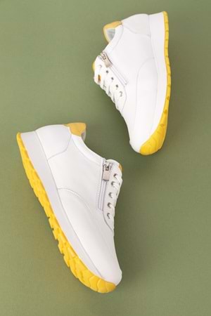 Gondol Içi Dışı Hakiki Deri Anatomik Taban Spor Ayakkabı gnd.67117 - Beyaz S.T - 40