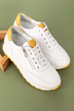 Gondol Içi Dışı Hakiki Deri Anatomik Taban Spor Ayakkabı gnd.67117 - Beyaz S.T - 40