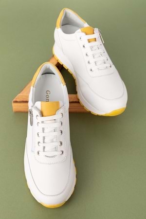 Gondol Içi Dışı Hakiki Deri Anatomik Taban Spor Ayakkabı gnd.67117 - Beyaz S.T - 40