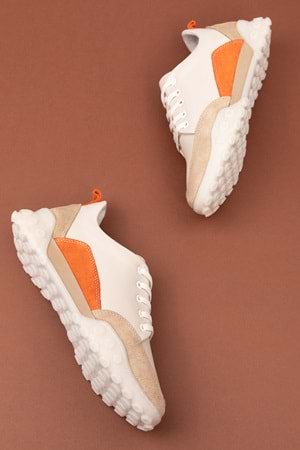 Gondol Hakiki Deri Kalın Rahat Günlük Spor Ayakkabı yt.2403 - Bej - 40