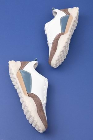 Gondol Hakiki Deri Kalın Rahat Günlük Spor Ayakkabı yt.2403 - Beyaz - 40