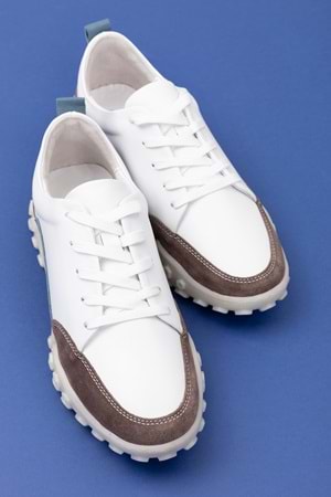 Gondol Hakiki Deri Kalın Rahat Günlük Spor Ayakkabı yt.2403 - Beyaz - 40