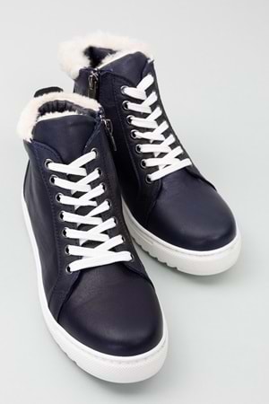 Gondol Içi Dışı Hakiki Deri Kürk Detaylı Günlük Spor Bot gnd.2023 - Lacivert - 41