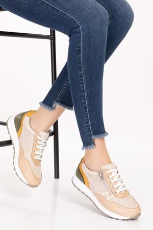 Gondol Içi Dışı Hakiki Deri Anatomik Taban Spor Ayakkabı gnd.20578 - Bej - 41