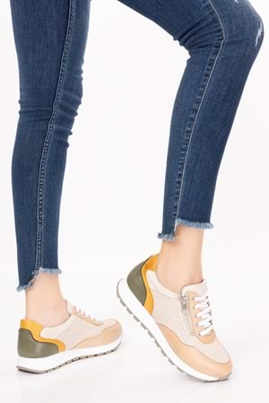 Gondol Içi Dışı Hakiki Deri Anatomik Taban Spor Ayakkabı gnd.20578 - Bej - 41