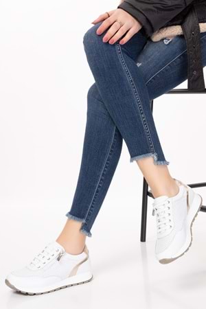 Gondol Içi Dışı Hakiki Deri Anatomik Taban Spor Ayakkabı gnd.20578 - Beyaz - 36