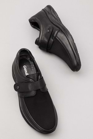 Gondol Erkek Hakiki Deri Şiş ve Diyabet Hastalarına Özel Rahat Ayakkabı af.1952 - Siyah - 43