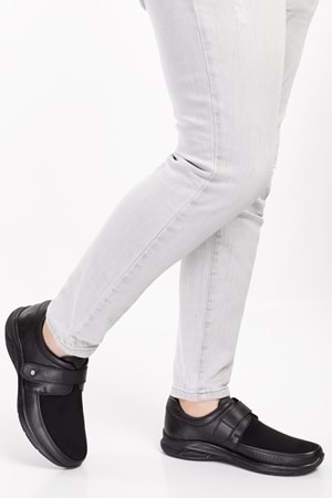 Gondol Erkek Hakiki Deri Şiş ve Diyabet Hastalarına Özel Rahat Ayakkabı af.1952 - Siyah - 43