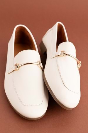 Gondol Hakiki Deri Kadın Babet tzr.23101 - Kemik - 36