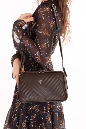 Gondol Kadın Günlük Çapraz Omuz Çantası gp.1327 - Kahve Kapitone - TEK EBAT