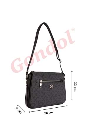 Gondol Kadın Günlük Çapraz Omuz Çantası gp.1420 - Siyah Flötr