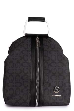 Gondol Kadın Metal Saplı Günlük Şık El ve Sırt Çantası gp.1110 - Siyah Yazı