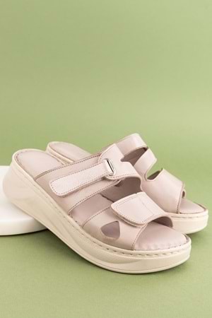 Gondol Hakiki Deri Anatomik Yumuşak Taban Terlik irm.33 - Buz Gri - 36