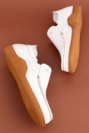 Gondol Içi Dışı Hakiki Deri Hafif Günlük Rahat Ayakkabı src.830 - Beyaz - 40