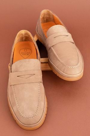 Gondol Içi Dışı Hakiki Deri Hafif Günlük Rahat Ayakkabı src.807 - Kum - 40