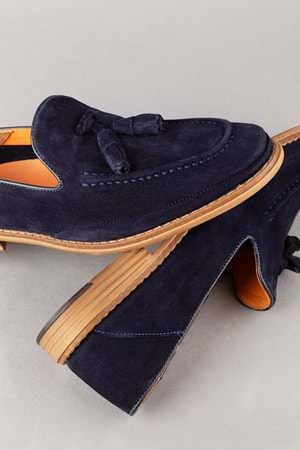 Gondol Içi Dışı Hakiki Deri Hafif Günlük Rahat Ayakkabı src.851 - Lacivert Süet - 40