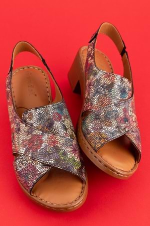 Gondol Hakiki Deri Kısa Topuklu Çapraz Sandalet iz.9502 - Alaca - 40