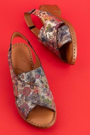 Gondol Hakiki Deri Kısa Topuklu Çapraz Sandalet iz.9502 - Alaca - 40