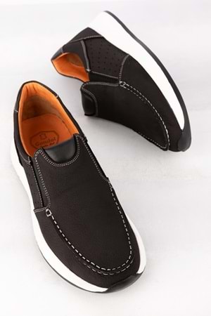 Gondol Içi Dışı Hakiki Deri Günlük Rahat Hafif Ayakkabı src.609 - Siyah Nubuk - 40