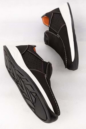 Gondol Içi Dışı Hakiki Deri Günlük Rahat Hafif Ayakkabı src.609 - Siyah Nubuk - 40