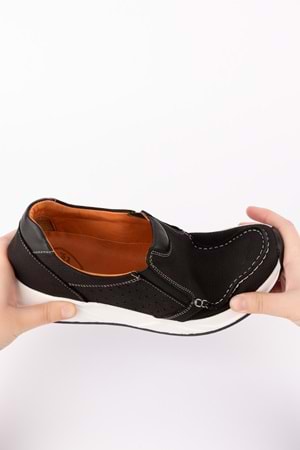 Gondol Içi Dışı Hakiki Deri Günlük Rahat Hafif Ayakkabı src.609 - Siyah Nubuk - 40