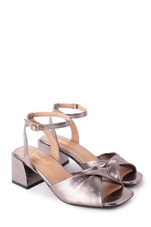 Gondol Kadın Hakiki Deri Topuklu Ayakkabı ast.6004 - Çelik - 35