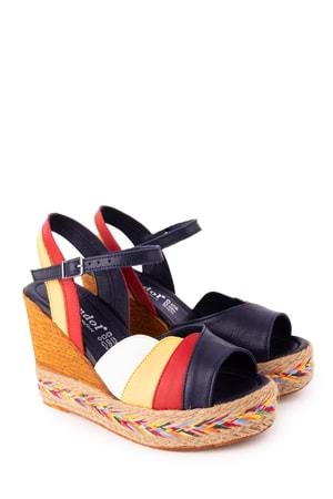 Gondol Kadın Hakiki Deri Dolgu Topuk Platform Sandalet ell.7081 - Laci Kombin - 40