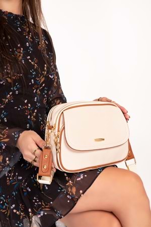 Gondol Kadın Çift Bölmeli Şık Günlük Çanta ald.1407 - Bej