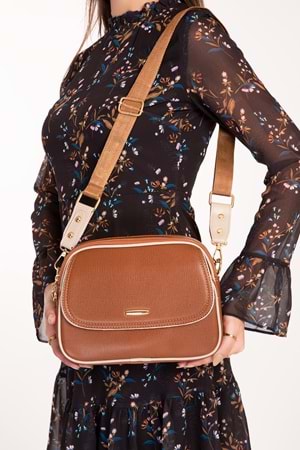 Gondol Kadın Çift Bölmeli Şık Günlük Çanta ald.1407 - Taba - TEK EBAT