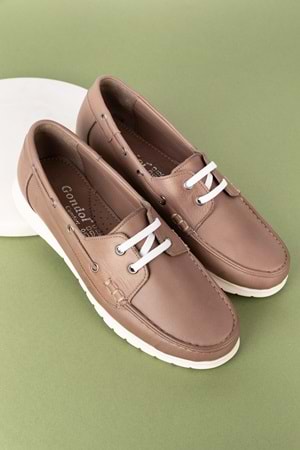 Gondol Kadın İçi Dışı Hakiki Deri Esnek Hafif Rahat Loafer ell.7005 - Vizon - 36