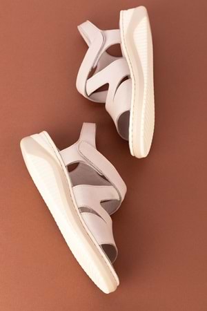 Gondol Hakiki Deri Ortopedik Taban Rahat Günlük Sandalet ımk.073 - Buz Gri - 41