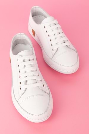 Gondol Içi Dışı Hakiki Deri Hafif Converse Tarz Ayakkabı usl.2136 - Beyaz - 40