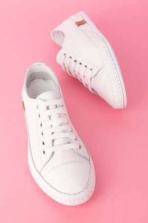 Gondol Içi Dışı Hakiki Deri Hafif Converse Tarz Ayakkabı usl.2136 - Beyaz - 40