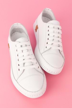 Gondol Içi Dışı Hakiki Deri Hafif Converse Tarz Ayakkabı usl.2136 - Beyaz - 40
