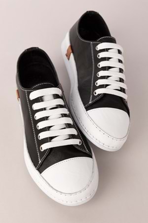 Gondol Içi Dışı Hakiki Deri Hafif Converse Tarz Ayakkabı usl.2136 - Siyah - 40