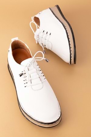 Gondol Hakiki Deri Hafif Taban Rahat Günlük Ayakkabı byz.530 - Beyaz - 42