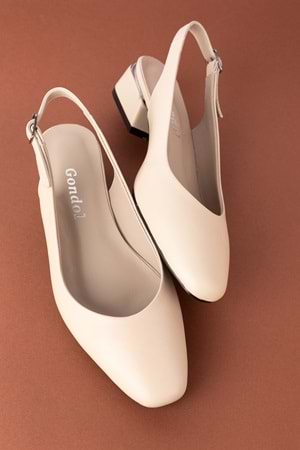 Gondol Hakiki Deri Kısa Topuklu Ayakkabı vdt.08 - Bej - 39