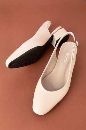 Gondol Hakiki Deri Kısa Topuklu Ayakkabı vdt.08 - Bej - 39