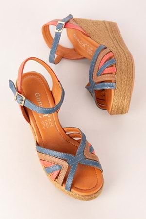 Gondol Kadın Hakiki Deri Dolgu Topuk Platform Sandalet ell.4389 - Multi - 41