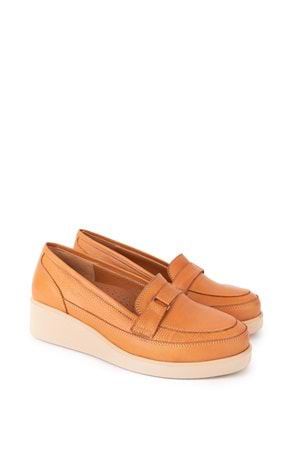 Gondol Hakiki Deri Anatomik Taban Bant Detaylı Rahat Ayakkabı mlk.5508 - Taba - 41