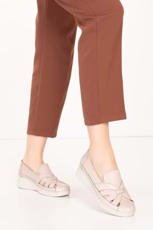 Gondol Hakiki Deri Topuk Dikenine Uygun Rahat Yazlık Ayakkabı elnr.5834 - Gri - 38