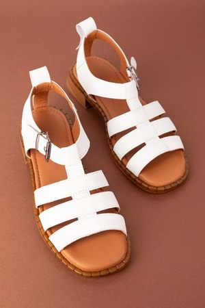 Gondol Kadın Hakiki Deri Rahat Günlük Sandalet byz.271 - Beyaz - 39