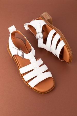 Gondol Kadın Hakiki Deri Rahat Günlük Sandalet byz.271 - Beyaz - 39