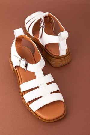 Gondol Kadın Hakiki Deri Rahat Günlük Sandalet byz.271 - Beyaz - 39