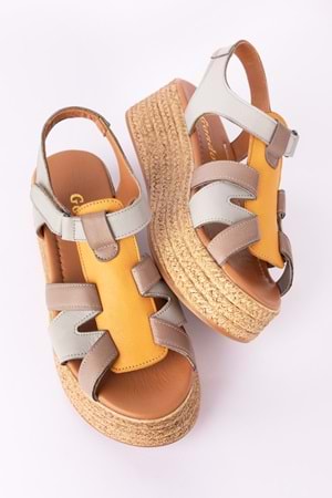 Gondol Kadın Hakiki Deri Platform Tabanlı Sandalet mlk.5204 - Gri - 41