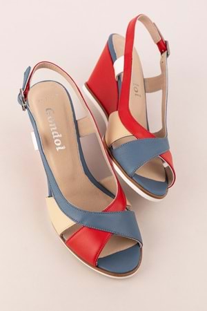 Gondol Kadın Hakiki Deri Dolgu Topuk Ayakkabı şhn.7029 - Multi - 37