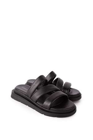 Gondol Kadın Hakiki Deri Rahat Günlük Şık Terlik ayh.45 - Siyah - 41