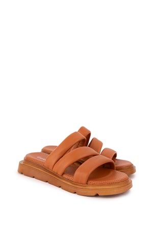 Gondol Kadın Hakiki Deri Rahat Günlük Şık Terlik ayh.45 - Taba - 37